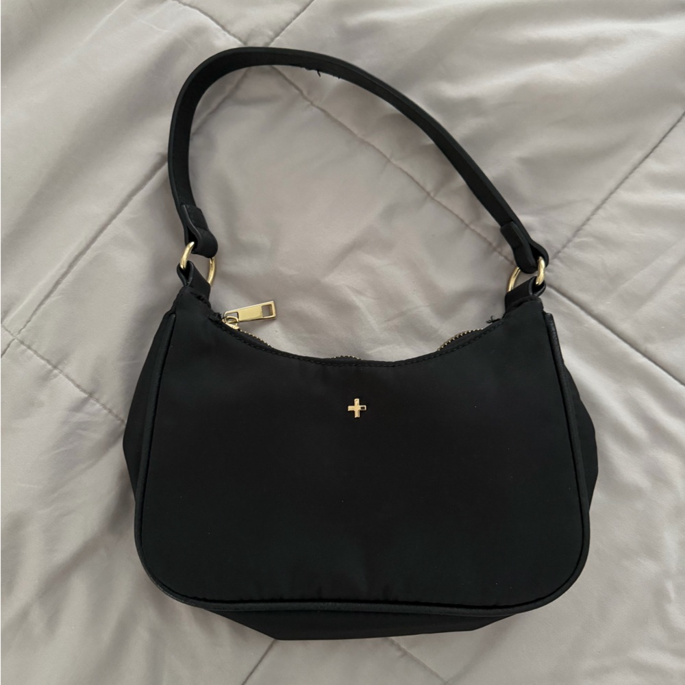Princess Polly peta + Jain mini handbag black nylon gold zipper bag 🩷